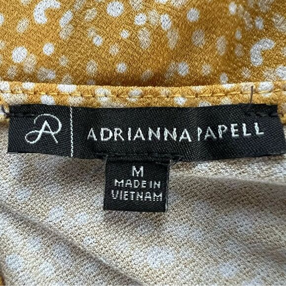 Adrianna Papell Gokd White Patterned Puff Sleeve Women's Blouse Top SZ M - Picture 9 of 11